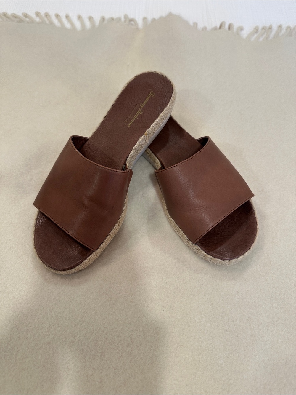 Tommy Bahama Brown Leather Slide Sandals -
